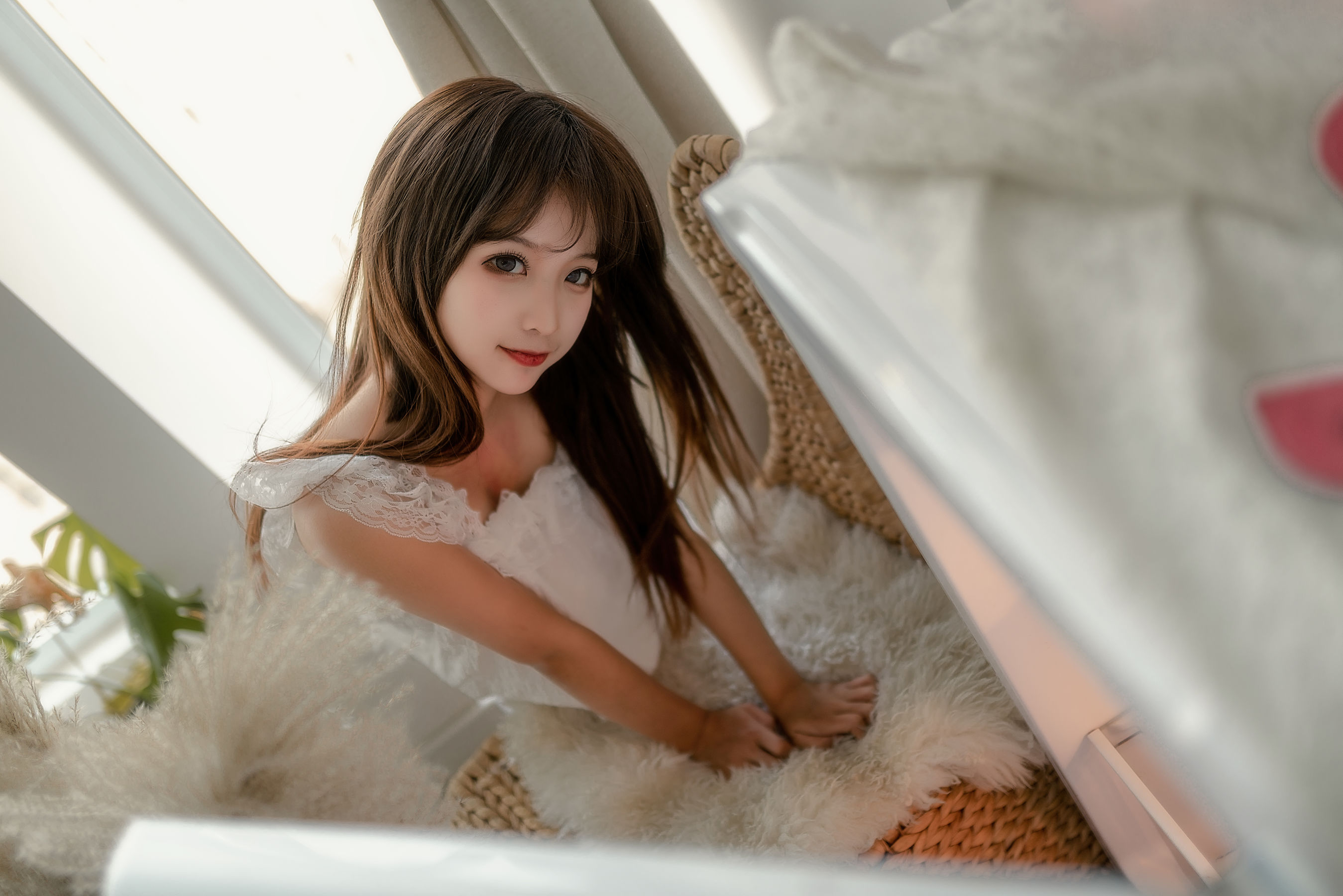 [COS福利] 动漫博主蠢沫沫 - 大象 白睡衣第8张