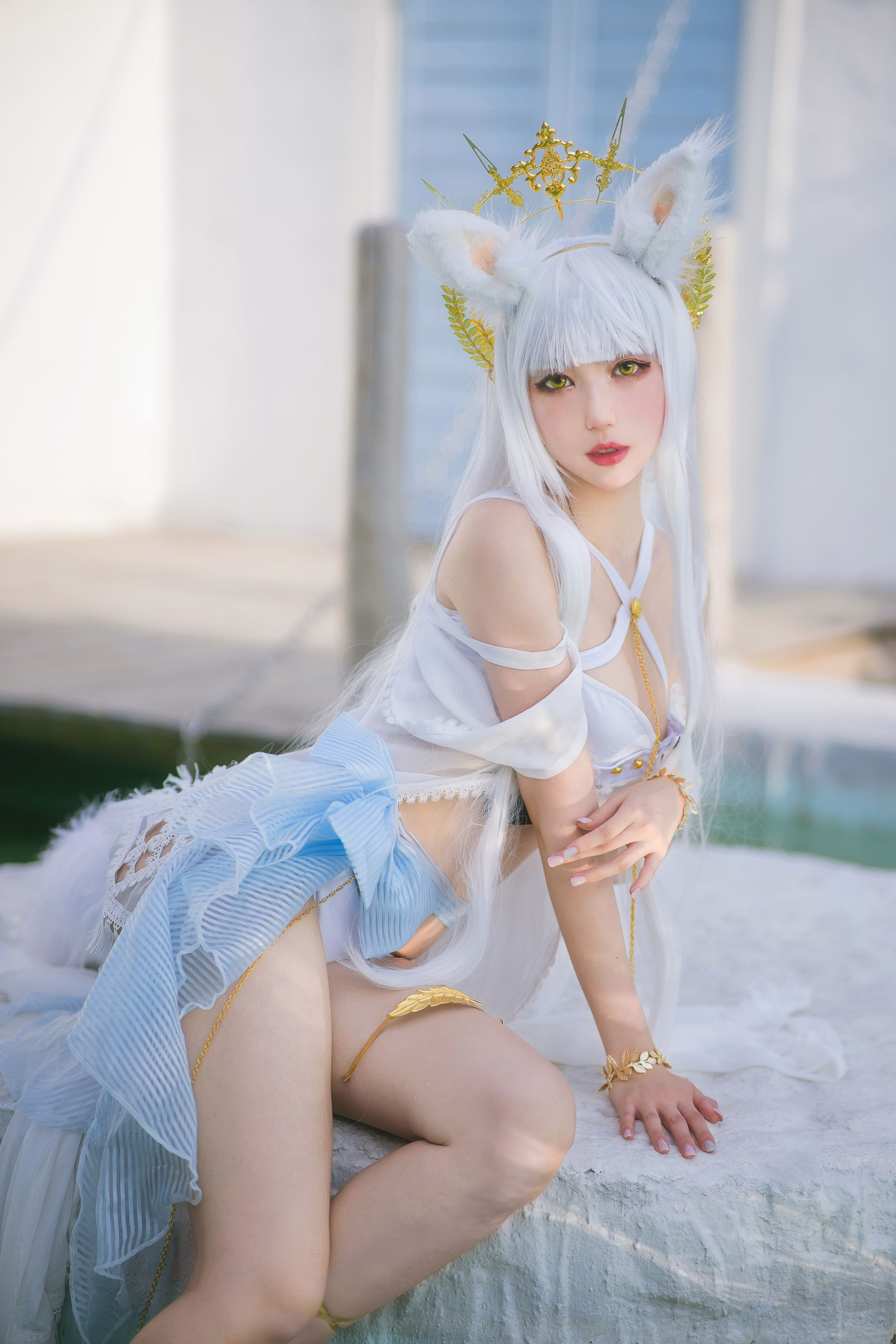 [COS福利] 周叽是可爱兔兔 - 白金泳装第6张