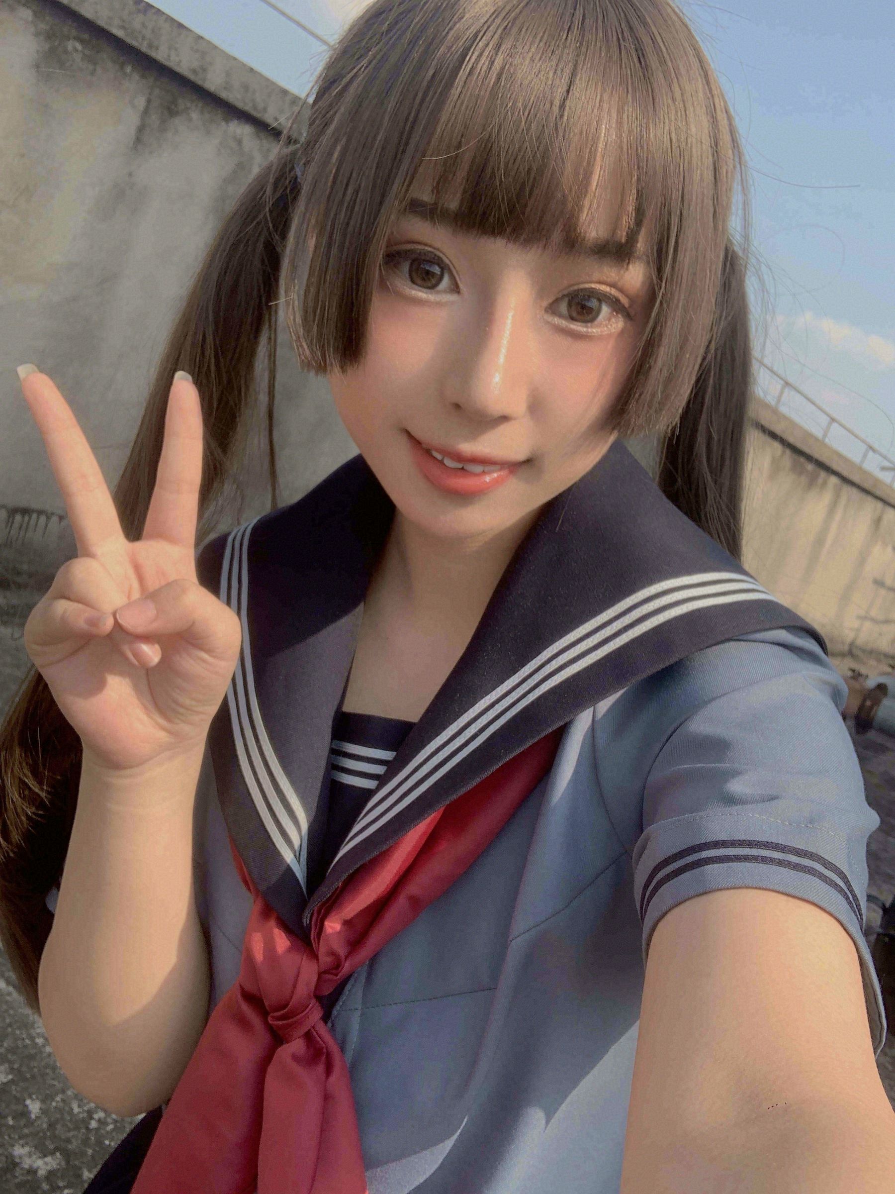 [福利COS] 胡桃猫Kurumineko - 天台的爱之告白第39张