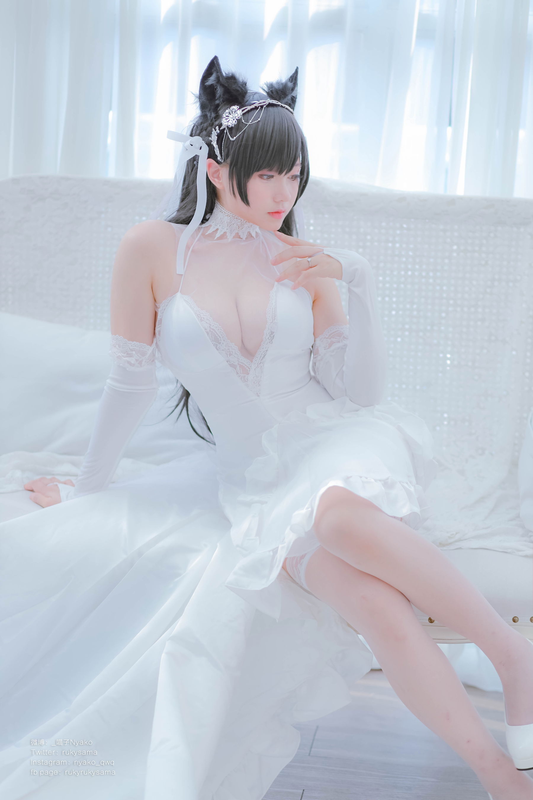 [福利COS] 萌妹子Nyako喵子 - 爱宕婚纱第5张