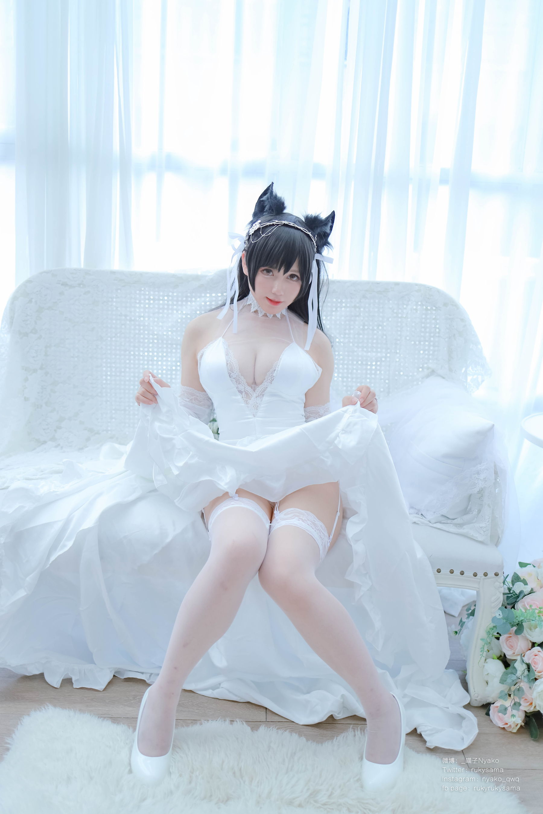 [福利COS] 萌妹子Nyako喵子 - 爱宕婚纱第14张