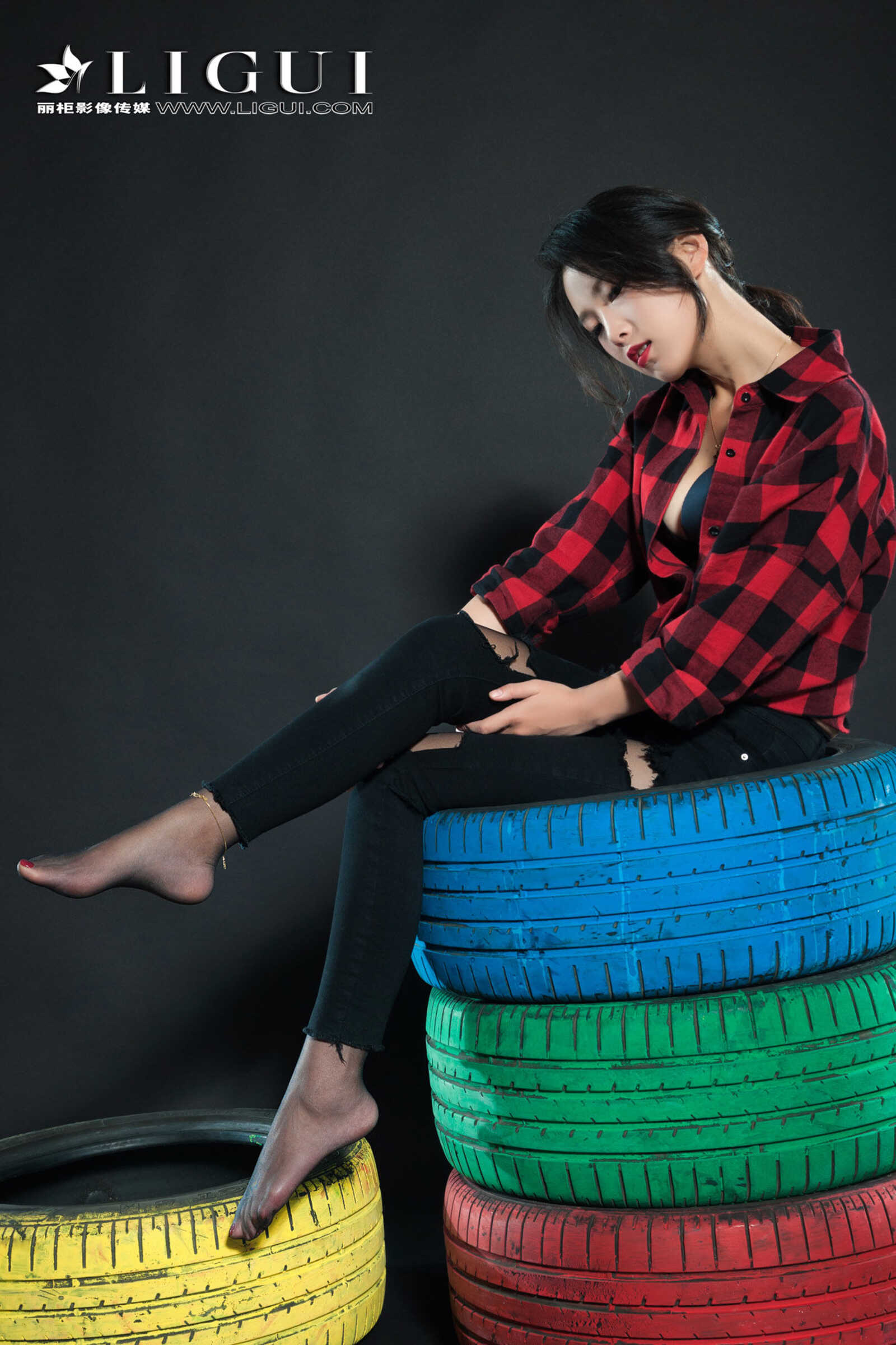 赵维拉《牛仔黑丝女郎》 [丽柜Ligui] 网络丽人 写第9张
