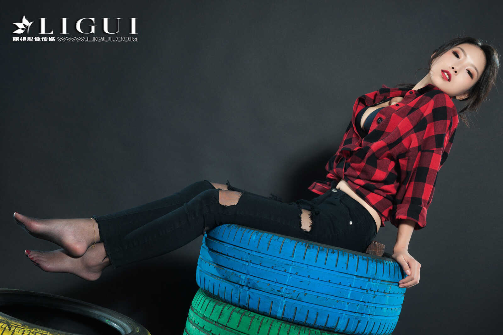 赵维拉《牛仔黑丝女郎》 [丽柜Ligui] 网络丽人 写第12张
