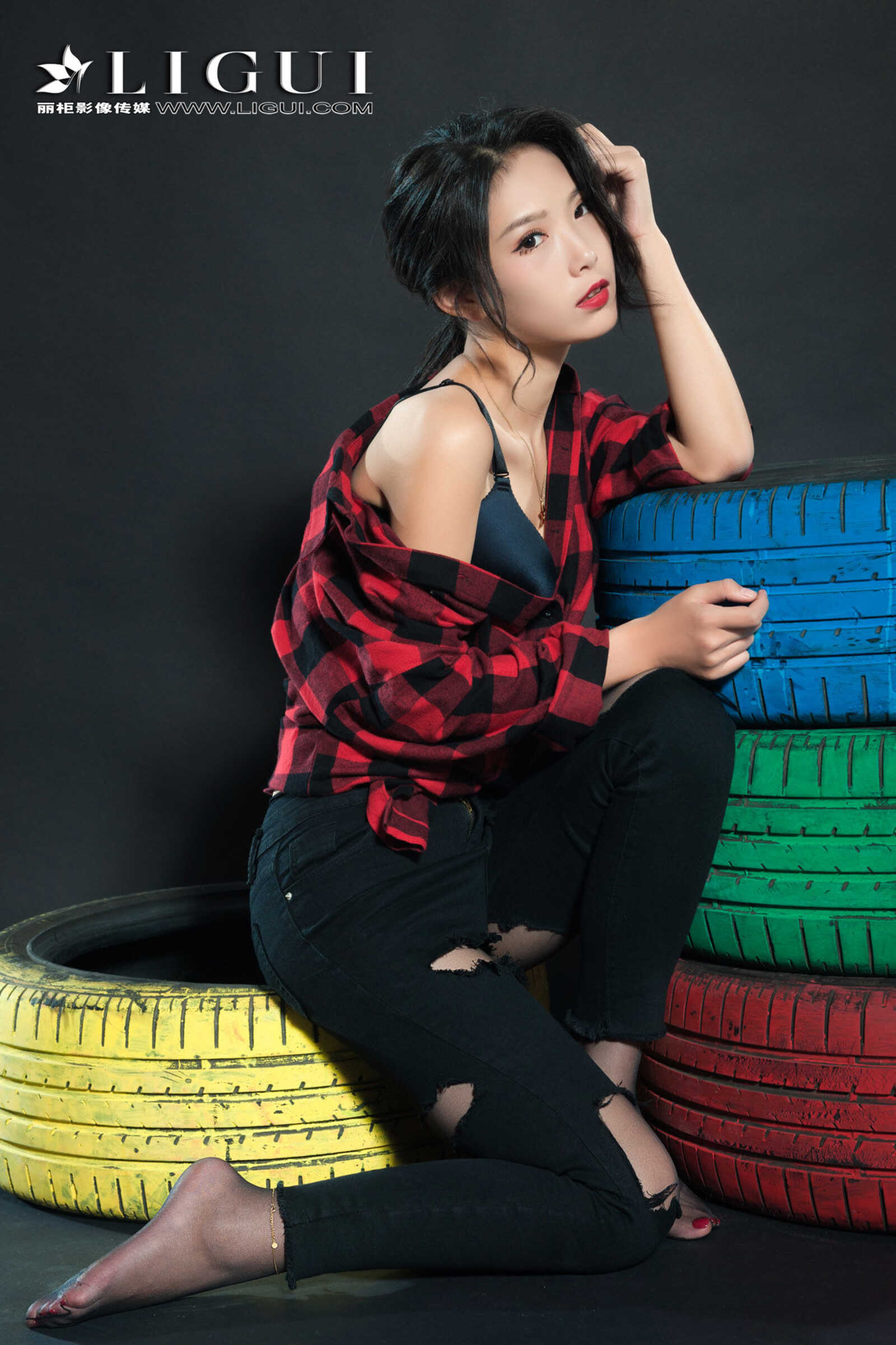 赵维拉《牛仔黑丝女郎》 [丽柜Ligui] 网络丽人 写第6张