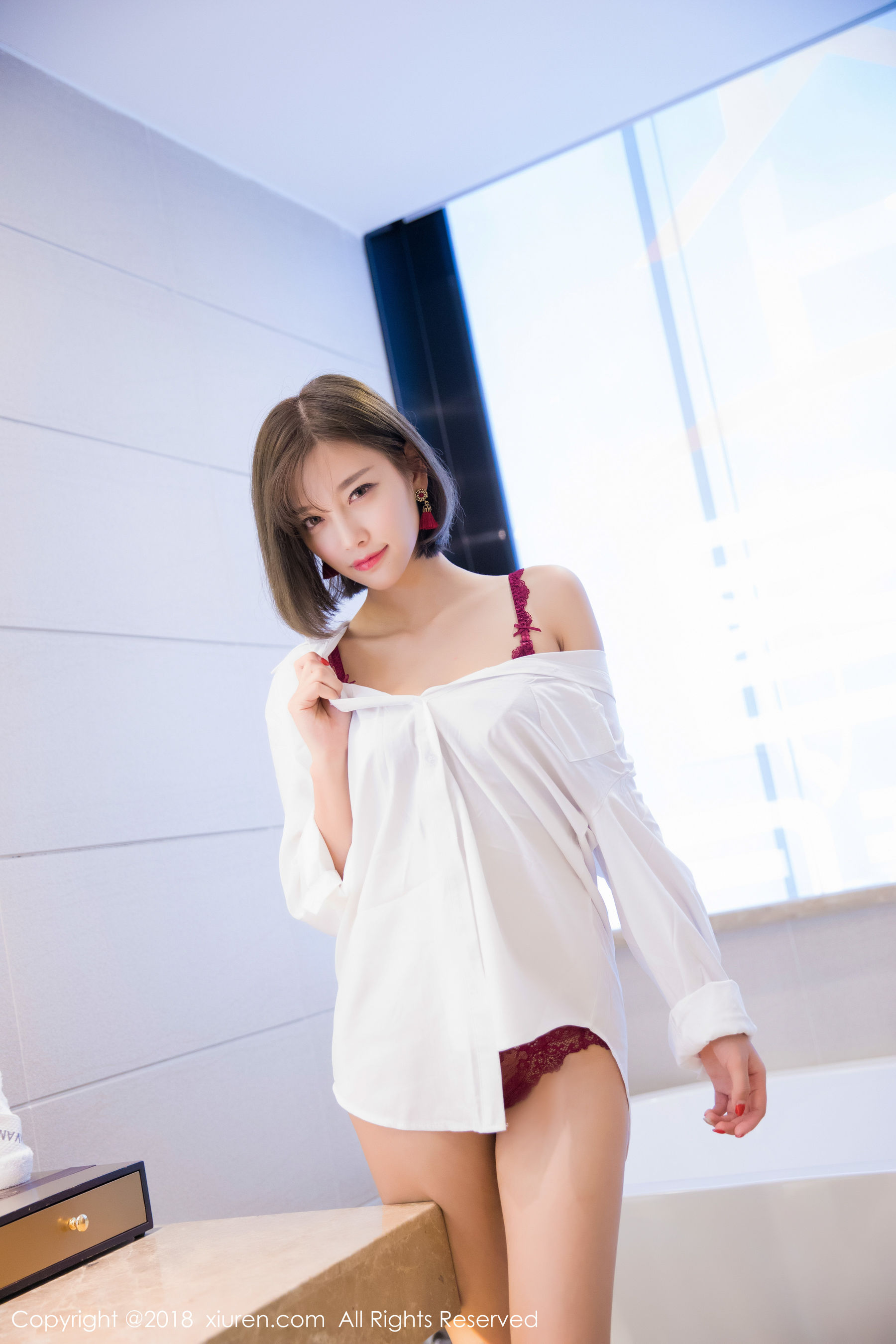 杨晨晨sugar《蓝色礼服+白衬衫+蕾丝内衣》 秀人 No.919第9张