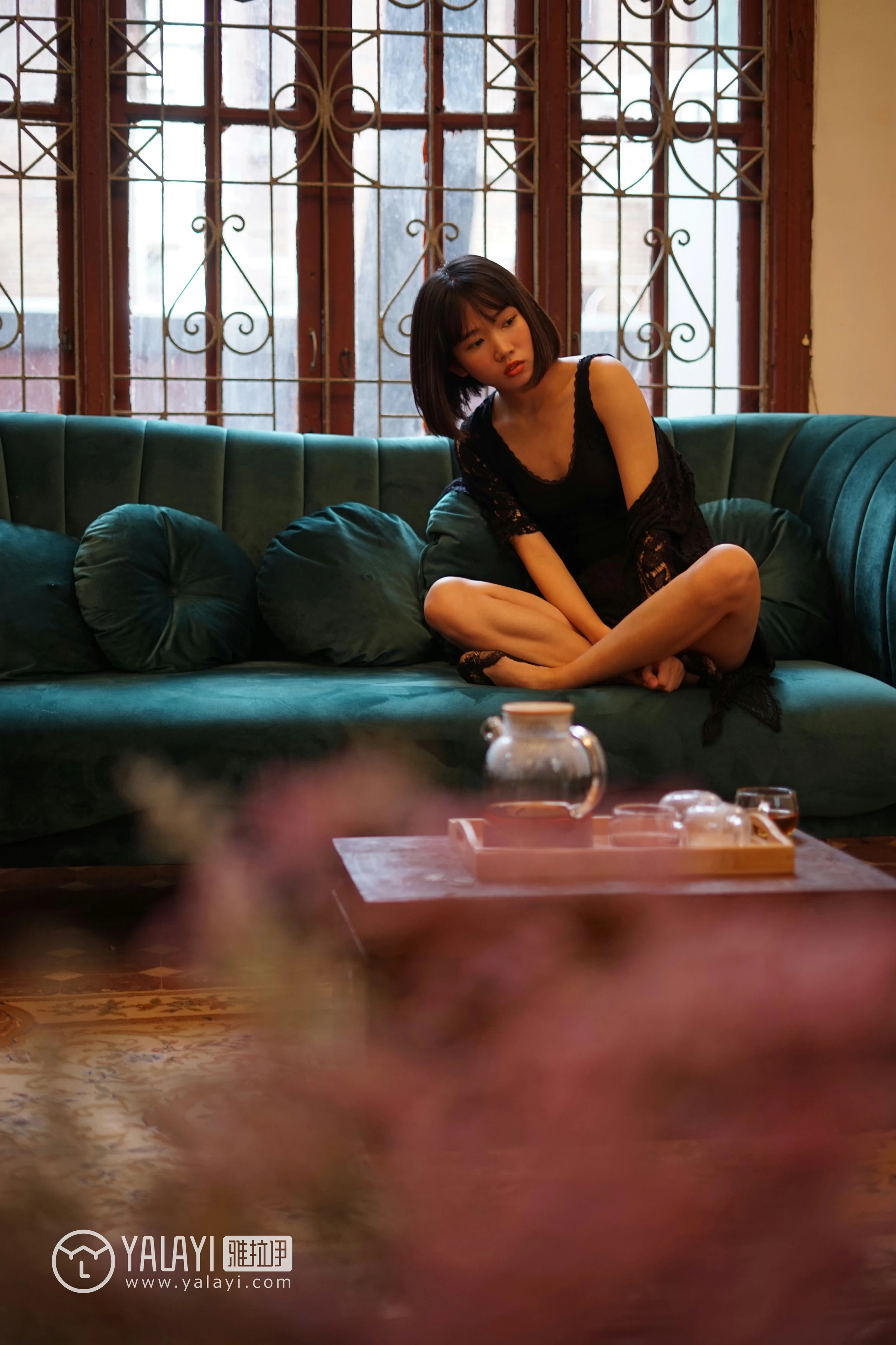 [YALAYI雅拉伊]NO.084 淤青 公主小兔子 黑色透视上衣加蕾丝镂空短裤性感私房写真集第2张