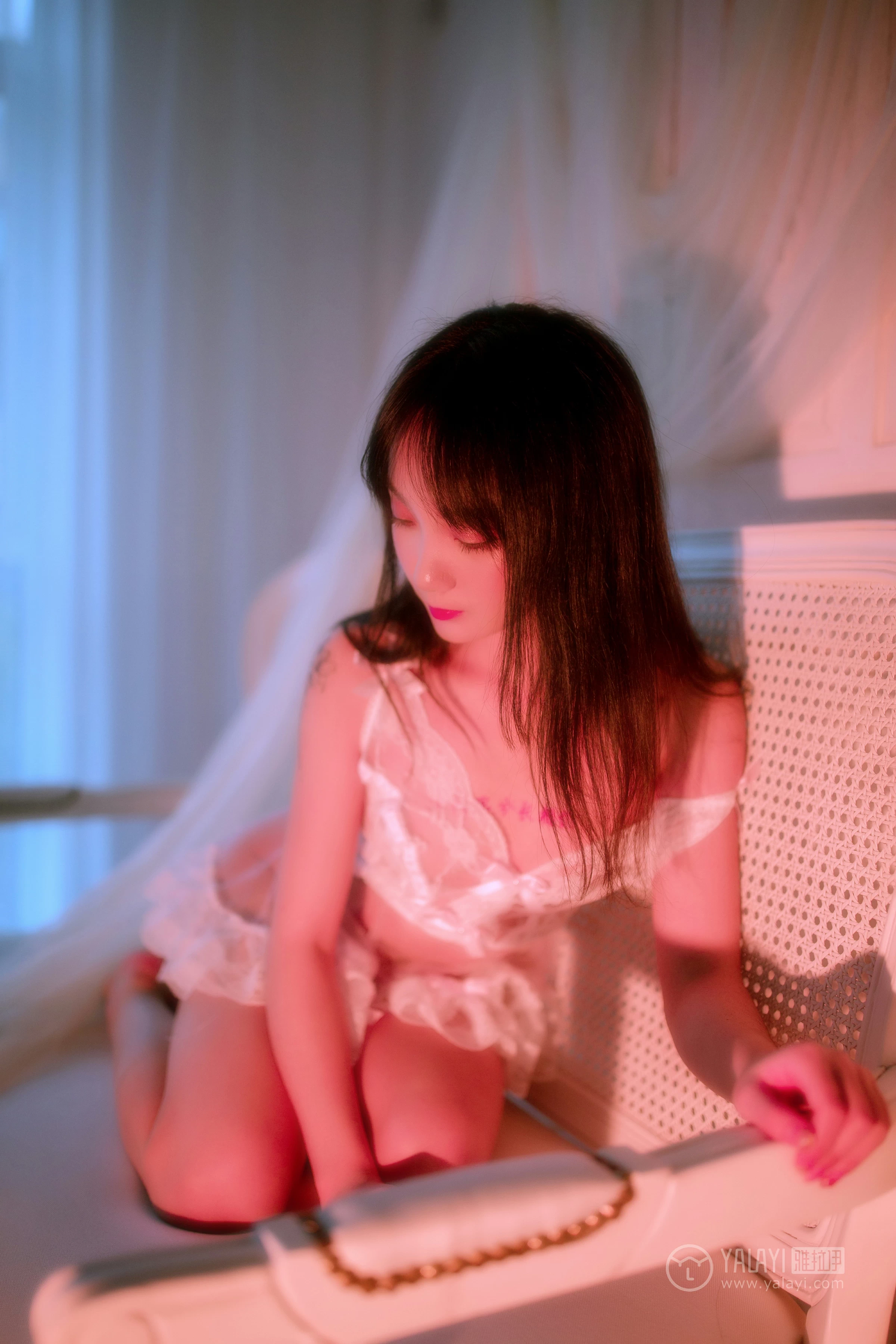 [YALAYI雅拉伊]No.195 相思夜 夏夏 白色透视情趣内衣性感私房写真集第8张