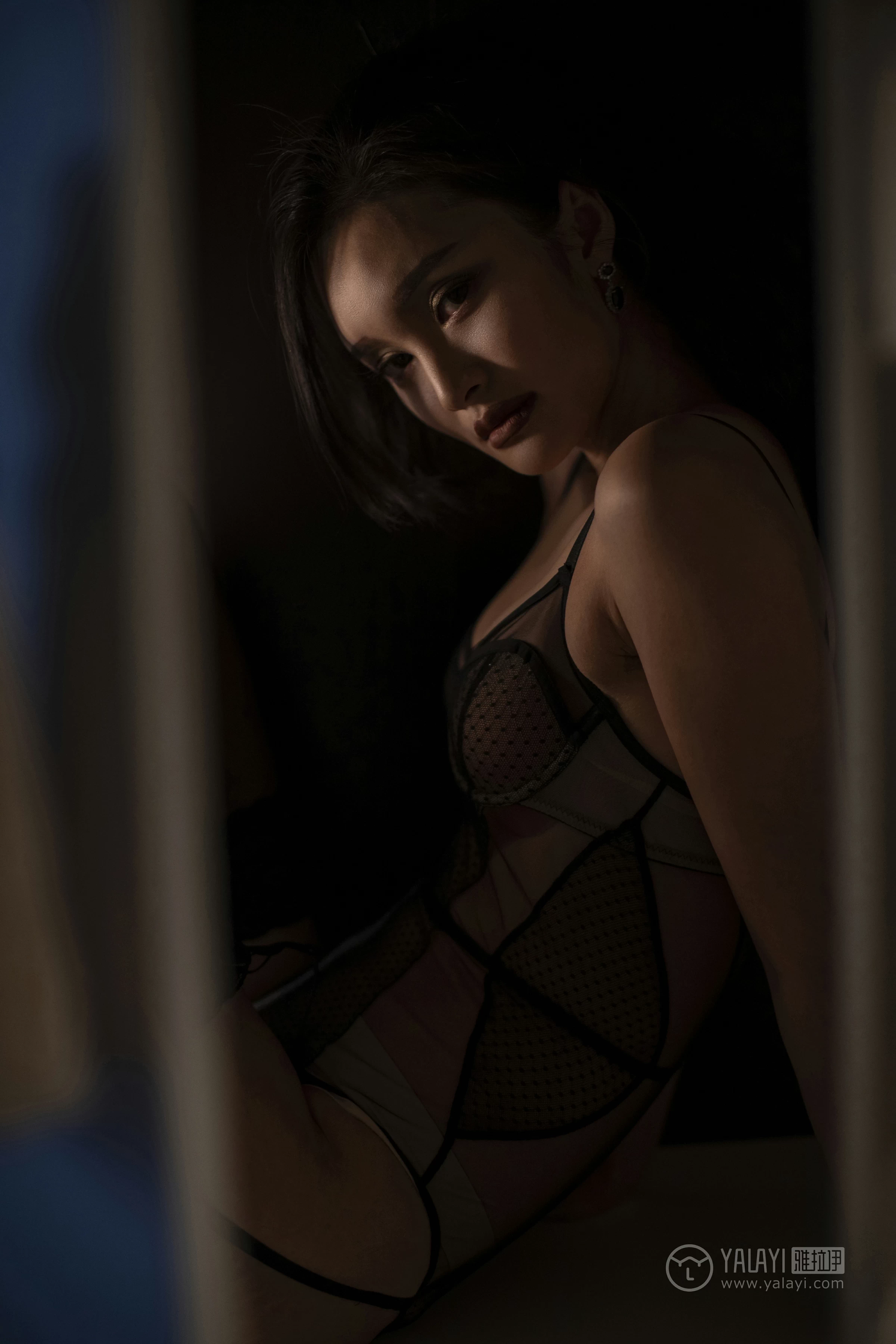 [YALAYI雅拉伊]No.196 瘾 王艺颖 黑色透视情趣内衣加黑色丝袜美腿性感私房写真集第12张
