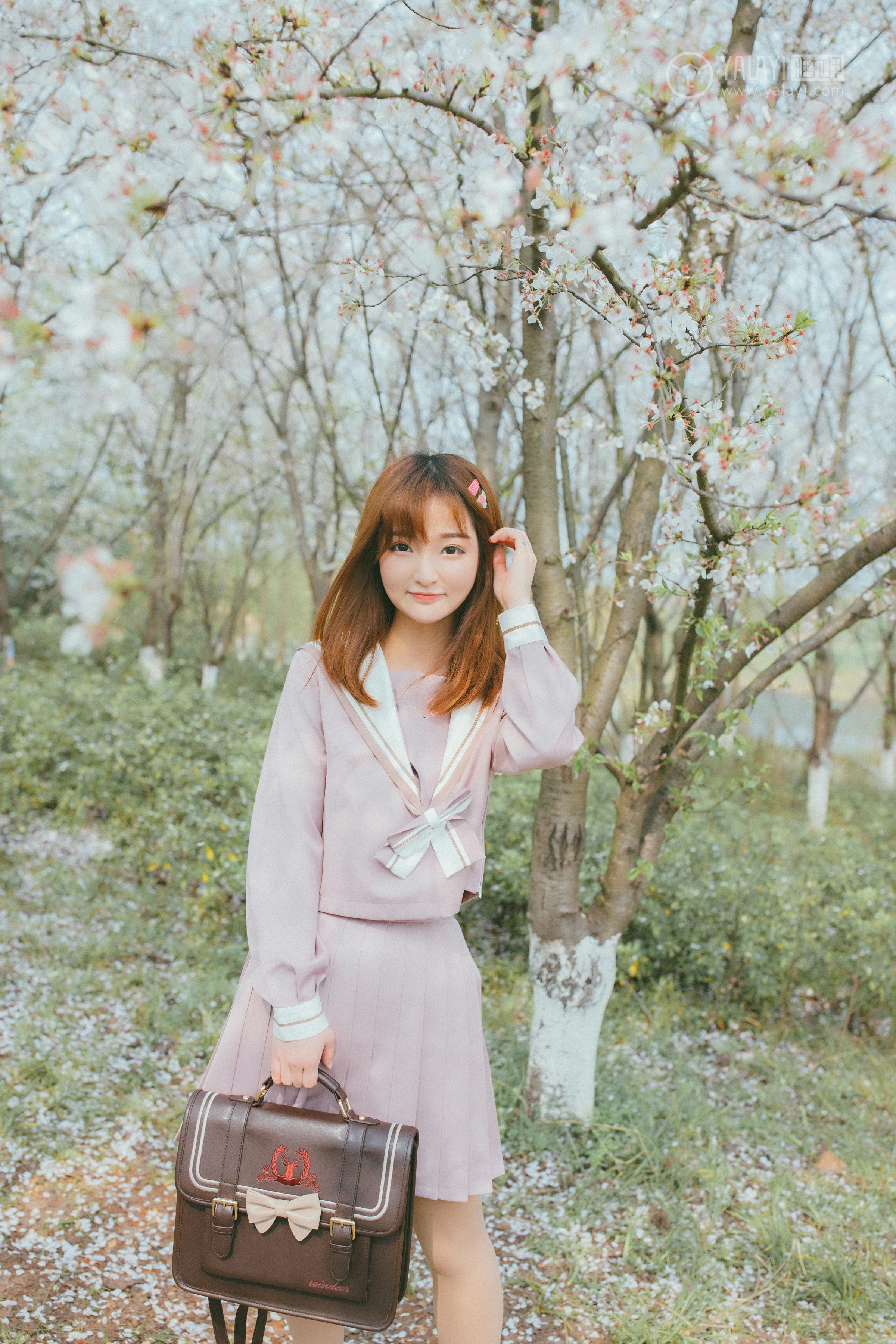 [YALAYI雅拉伊]No.246 樱花樱花想见你 团团 日本高中女生制服加肉色丝袜美腿性感私房写真集第1张