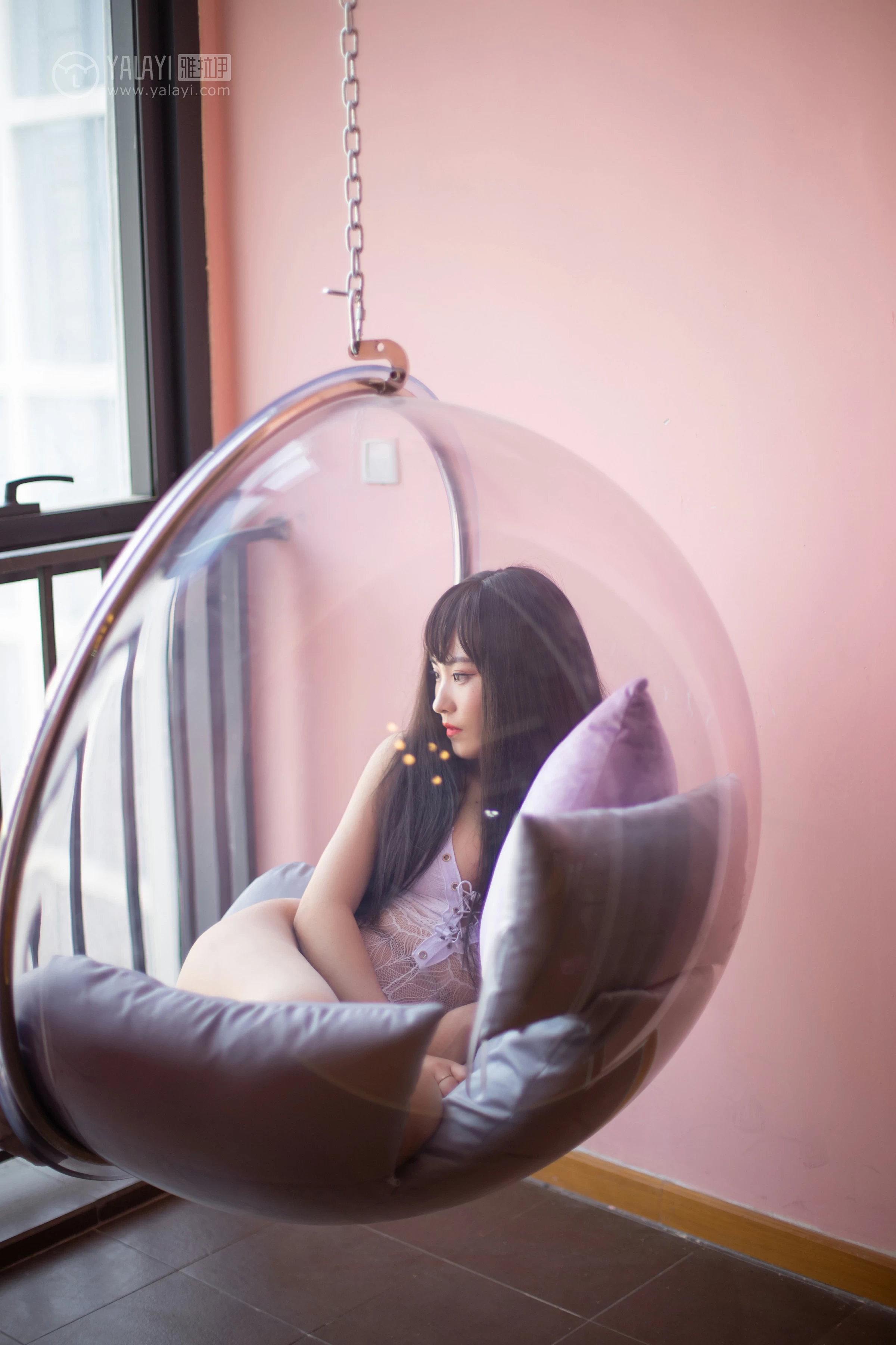 [YALAYI雅拉伊]No.288 欲盖弥彰 沫沫 白色透视情趣内衣加肉色丝袜美腿性感私房写真集第9张