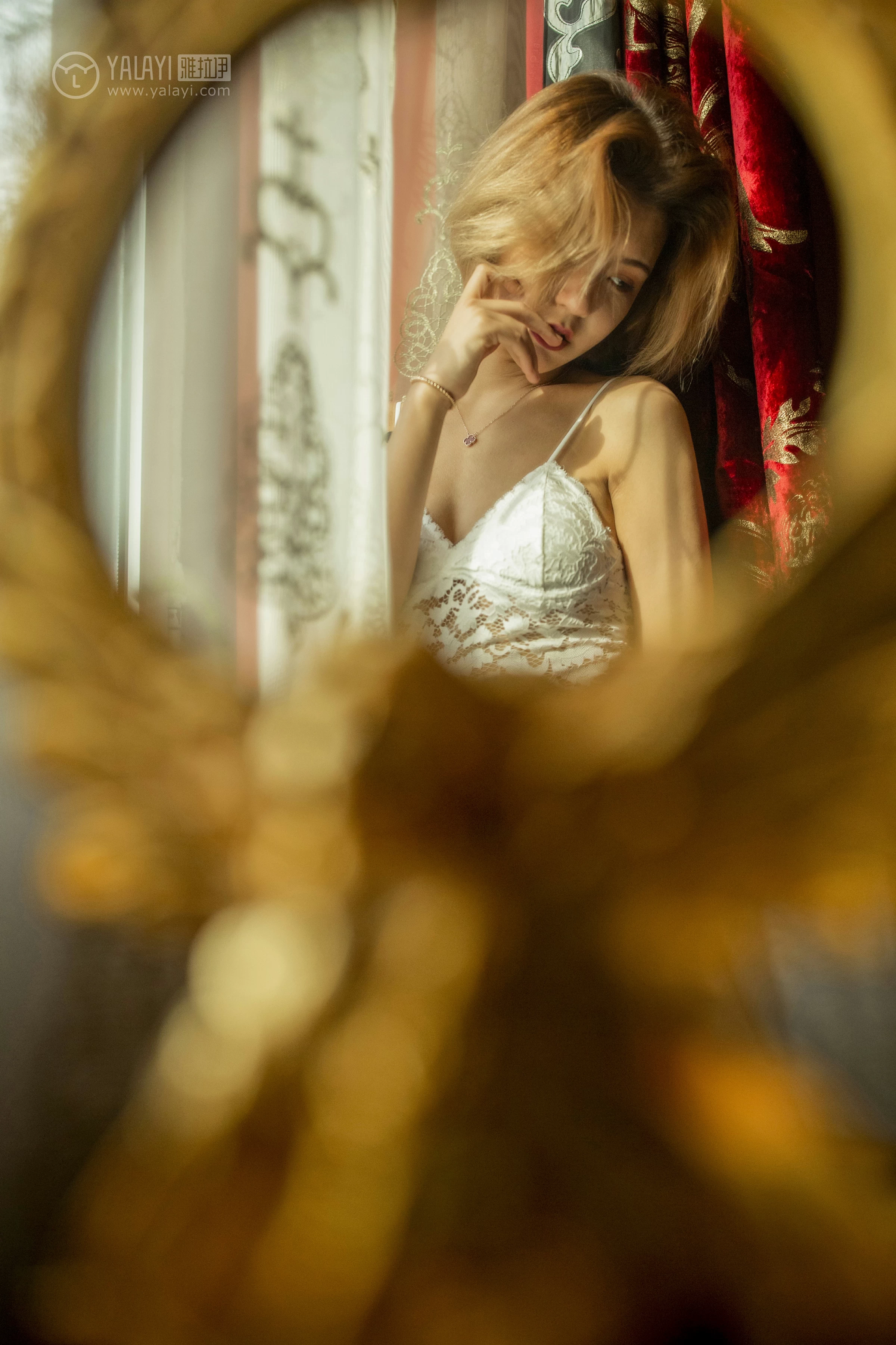 [YALAYI雅拉伊]No.300 一笑千斤 米奇 白色蕾丝镂空内衣性感私房写真集第7张