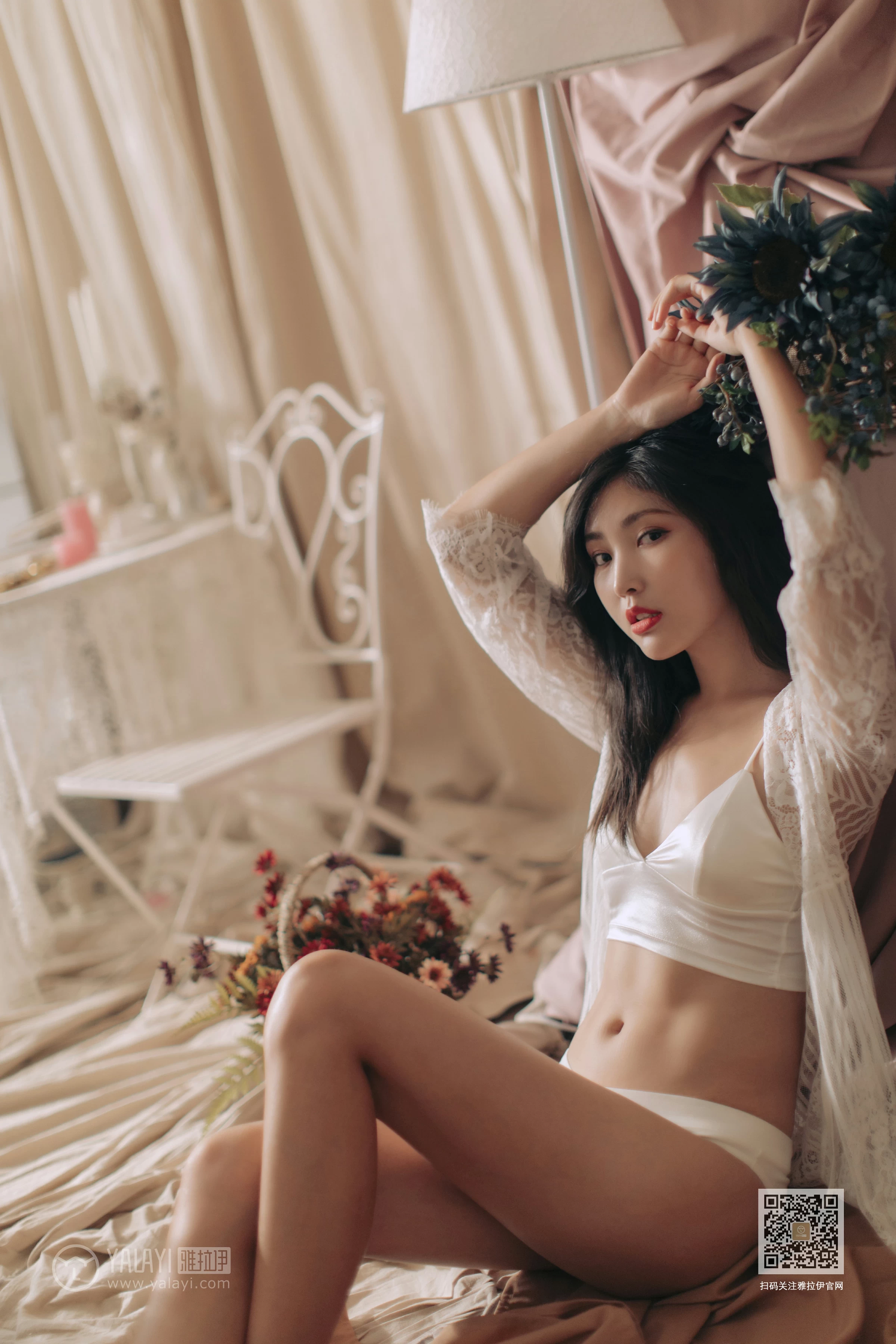 [YALAYI雅拉伊]Vol.423 好想告诉你 仓儿 白色透视镂空睡衣加白色内衣性感私房写真集第4张
