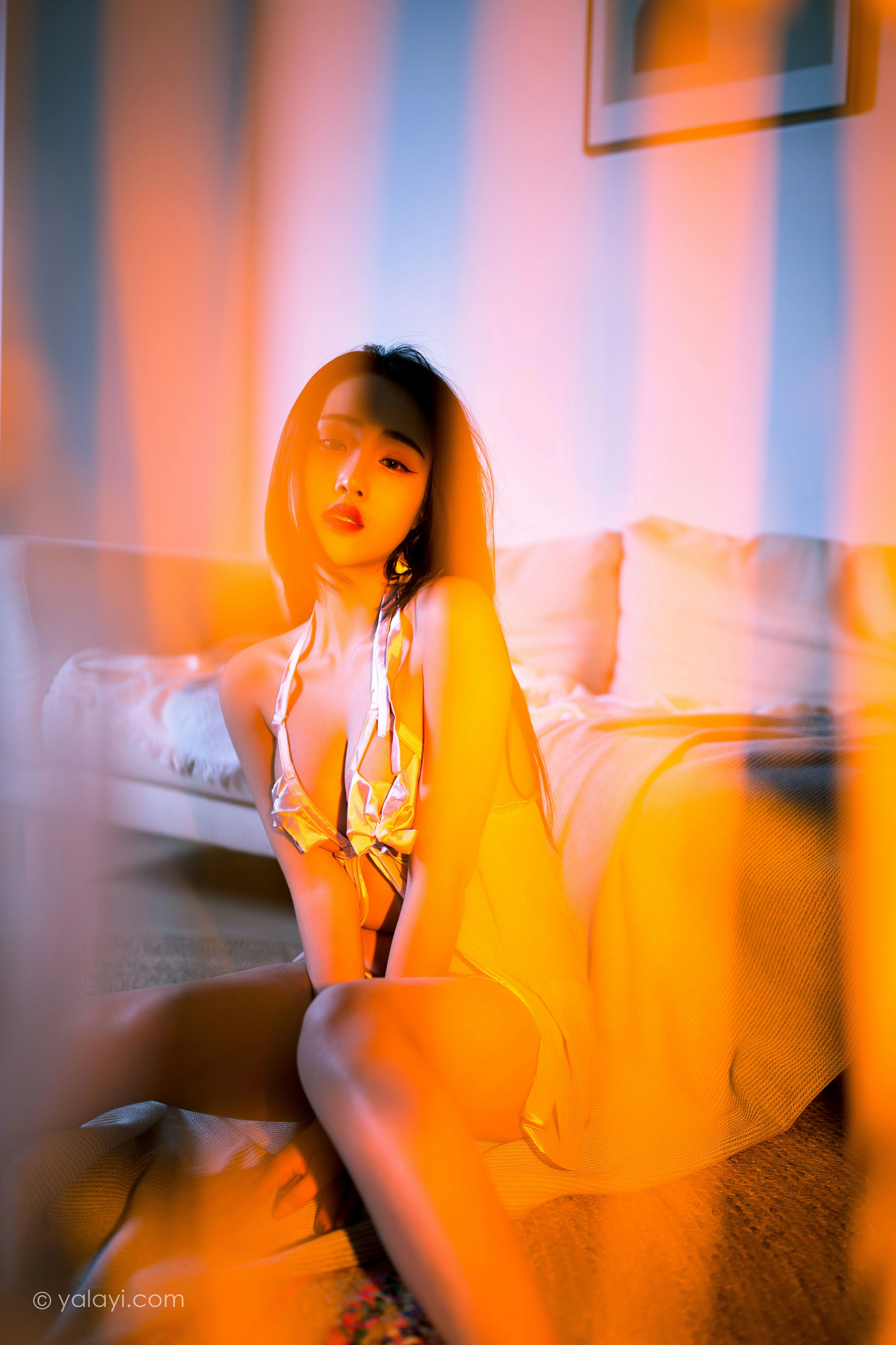[YALAYI雅拉伊]NO.802 魂萦梦牵 优优 粉色透视情趣睡衣加黑色蕾丝内衣性感私房写真集第3张