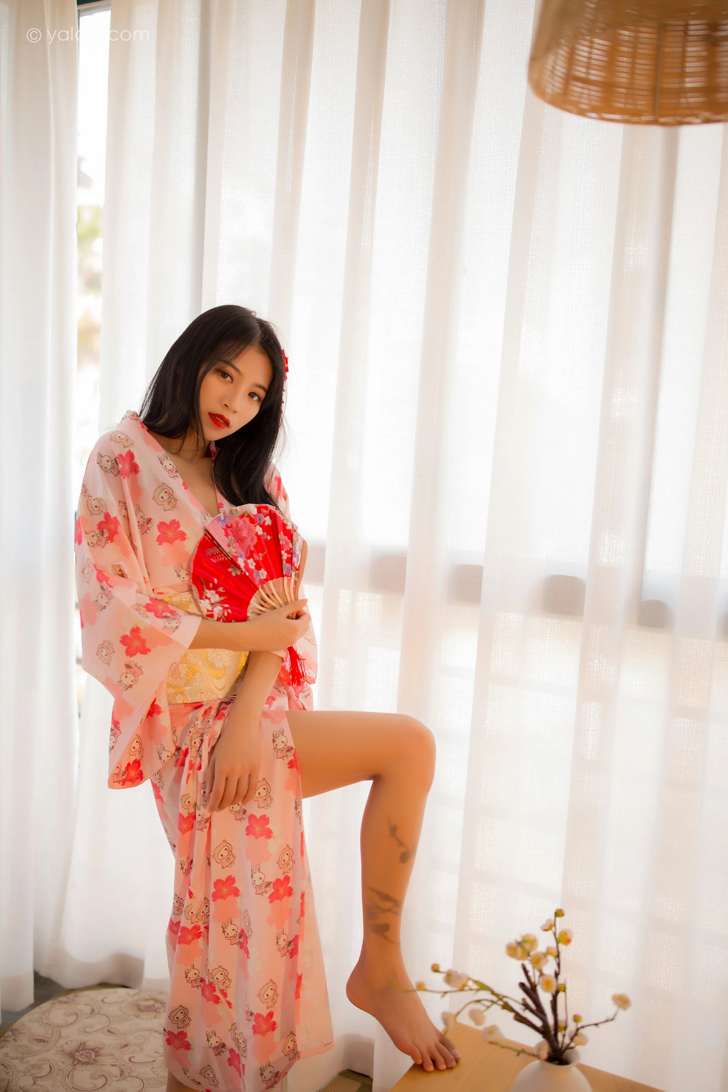 [YALAYI雅拉伊]NO.679 《花香自来》 丽雅 粉色和服居家性感私房写真集第6张
