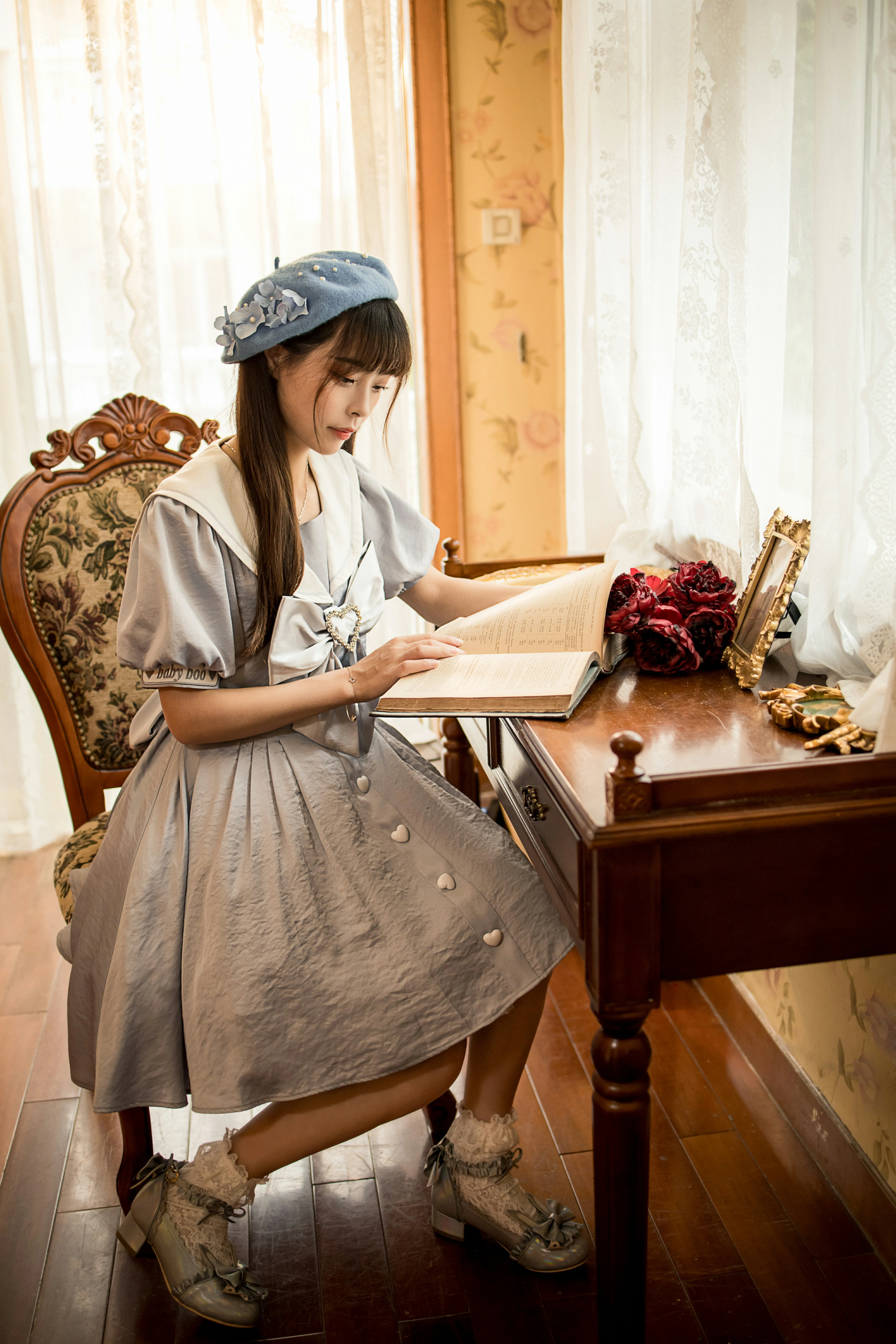 [YALAYI雅拉伊]NO.859 JK水手制服 程小蝶 灰色连身制服居家清纯写真集第9张