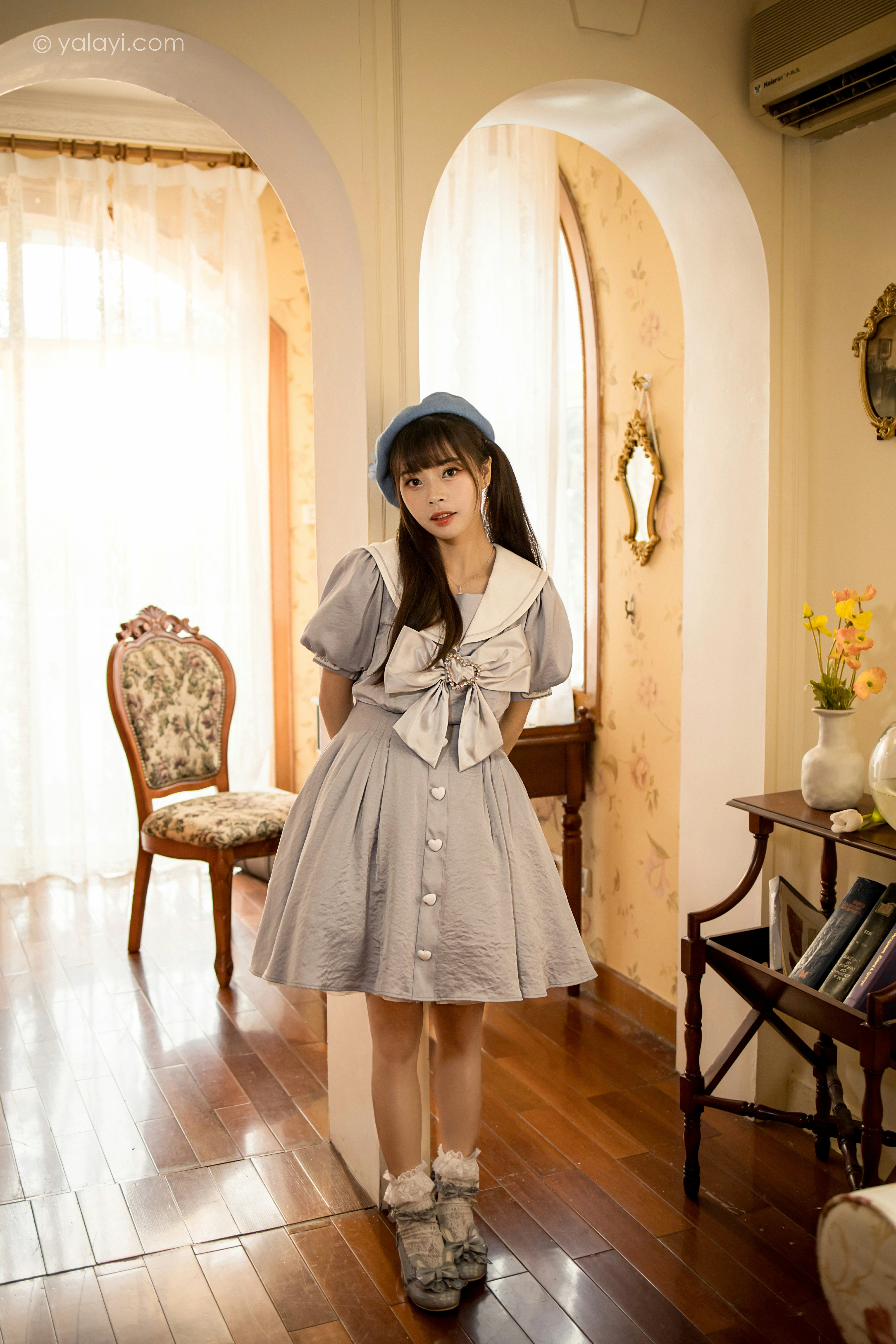 [YALAYI雅拉伊]NO.859 JK水手制服 程小蝶 灰色连身制服居家清纯写真集第11张