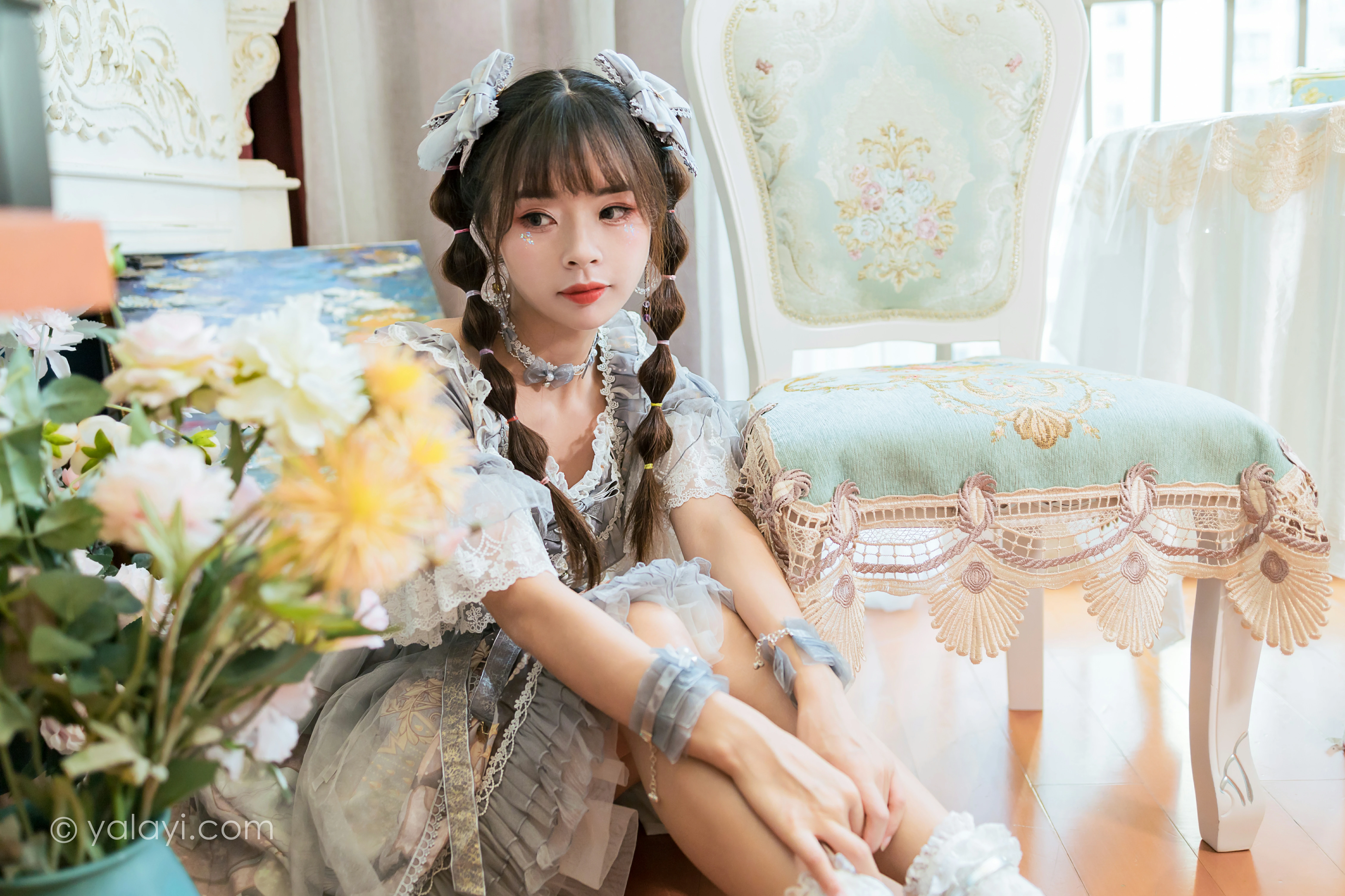 [YALAYI雅拉伊]NO.853 洛丽塔Lolita 程小蝶 淡蓝色连身制服裙清纯可爱私房写真集第5张