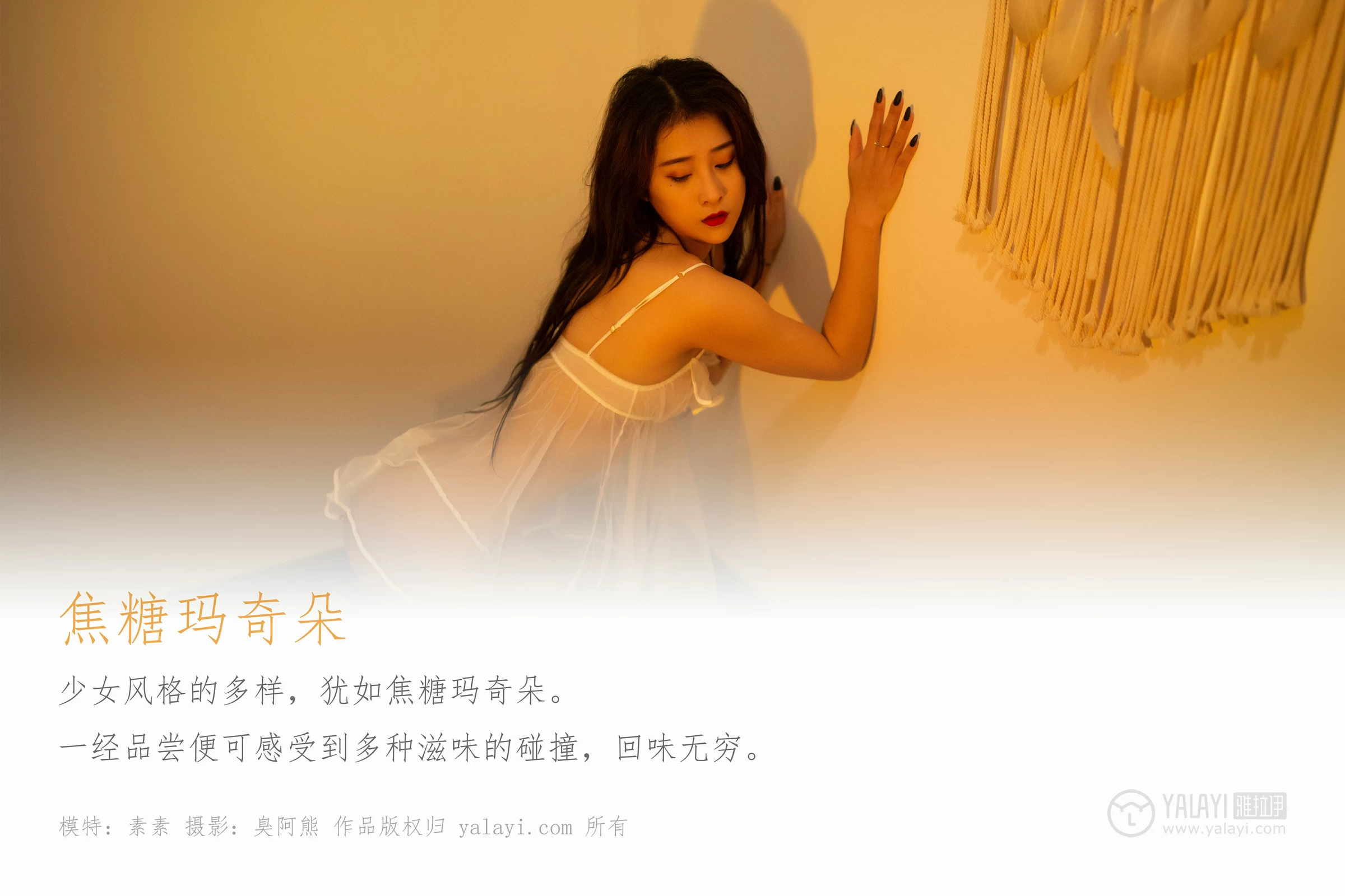[YALAYI雅拉伊]Vol.526 焦糖玛奇朵 素素 白色透视睡衣裙加情趣内衣性感私房写真集第1张