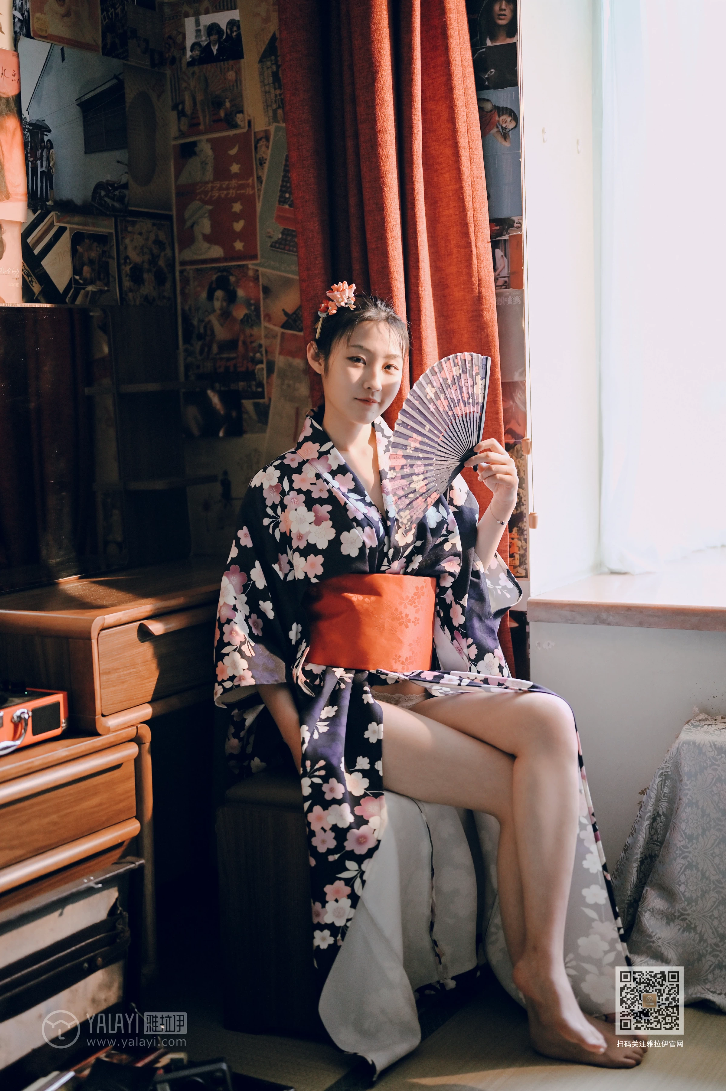 [YALAYI雅拉伊]NO.635 《和服少女》 沈伊 黑色和服加白色蕾丝内衣性感私房写真集第5张