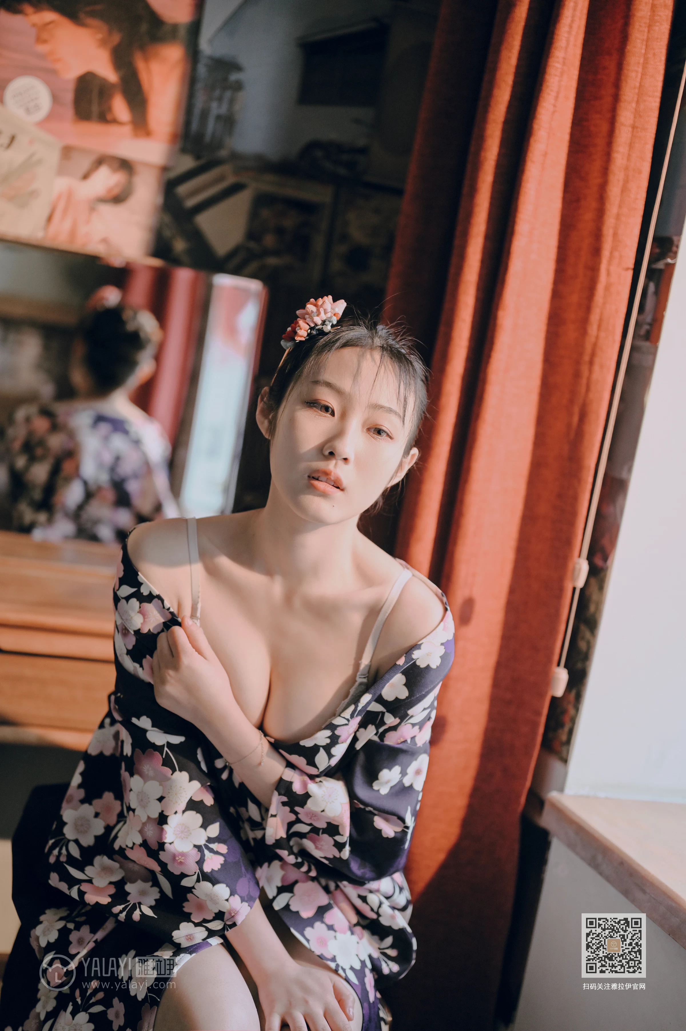 [YALAYI雅拉伊]NO.635 《和服少女》 沈伊 黑色和服加白色蕾丝内衣性感私房写真集第8张