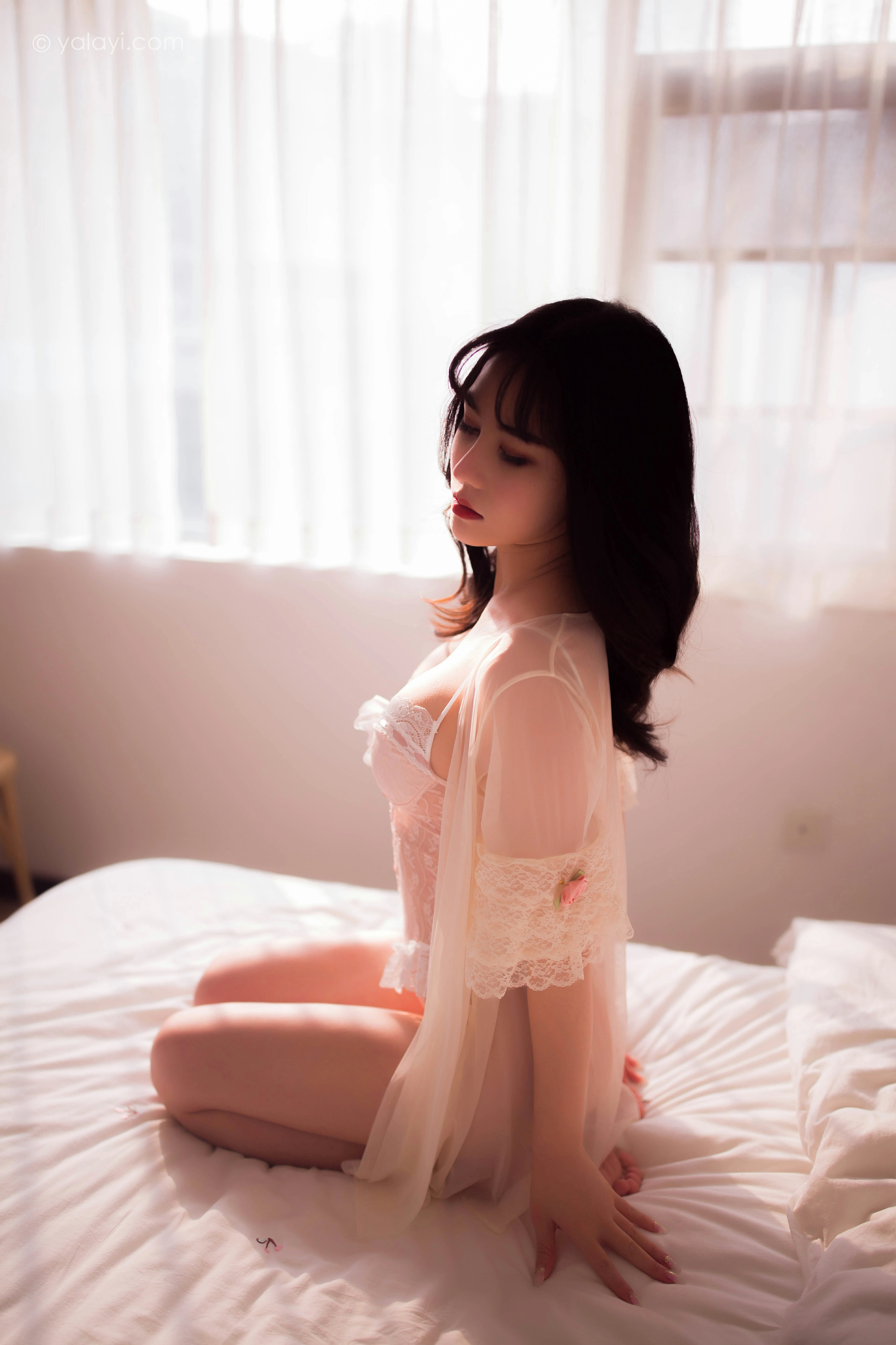 [YALAYI雅拉伊]NO.781 春暖闺香浓 琳达 白色透视睡衣加蕾丝情趣内衣性感私房写真集第6张