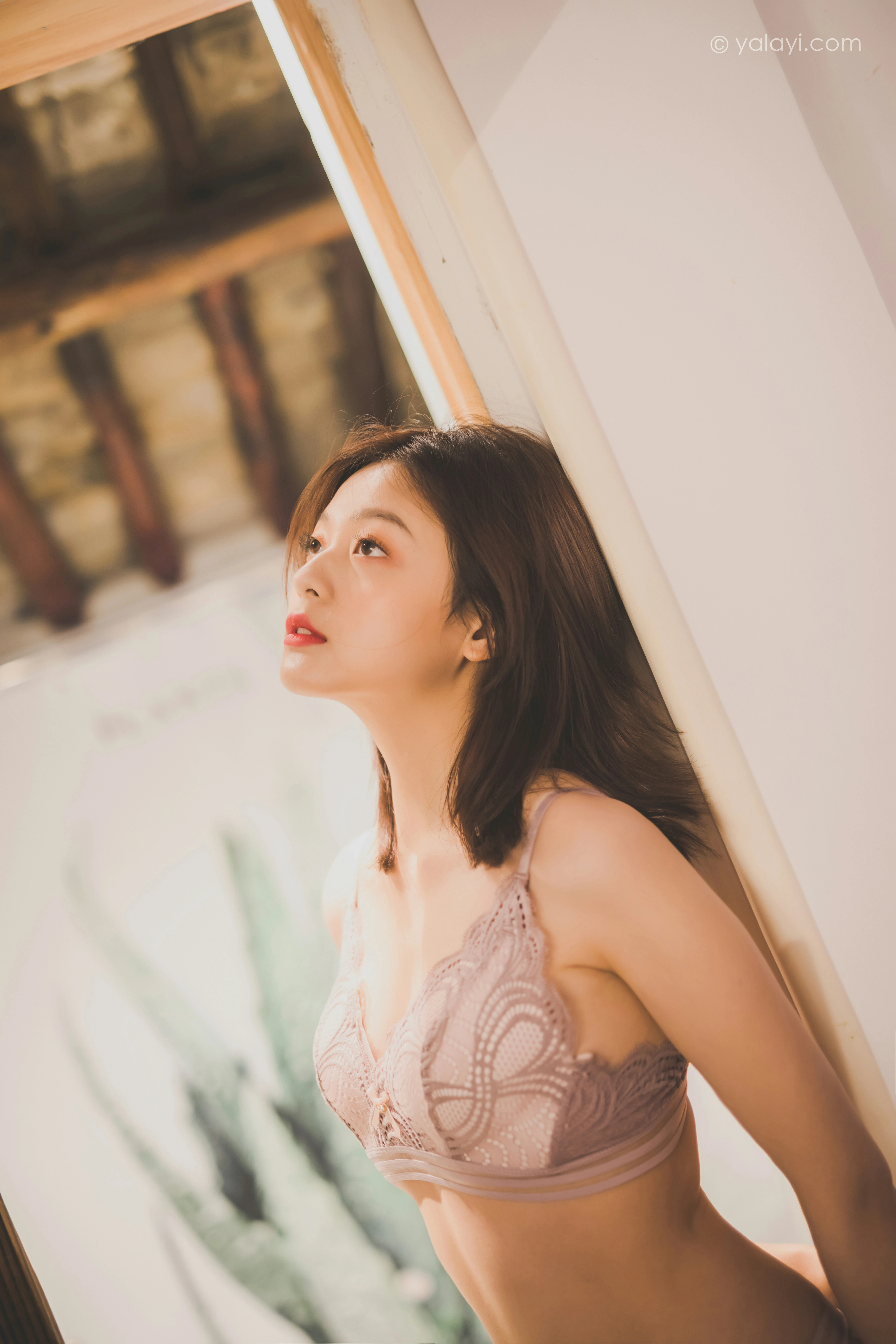 [YALAYI雅拉伊]NO.814 一个人的旅行 真真 粉色蕾丝性感内衣居家私房写真集第1张