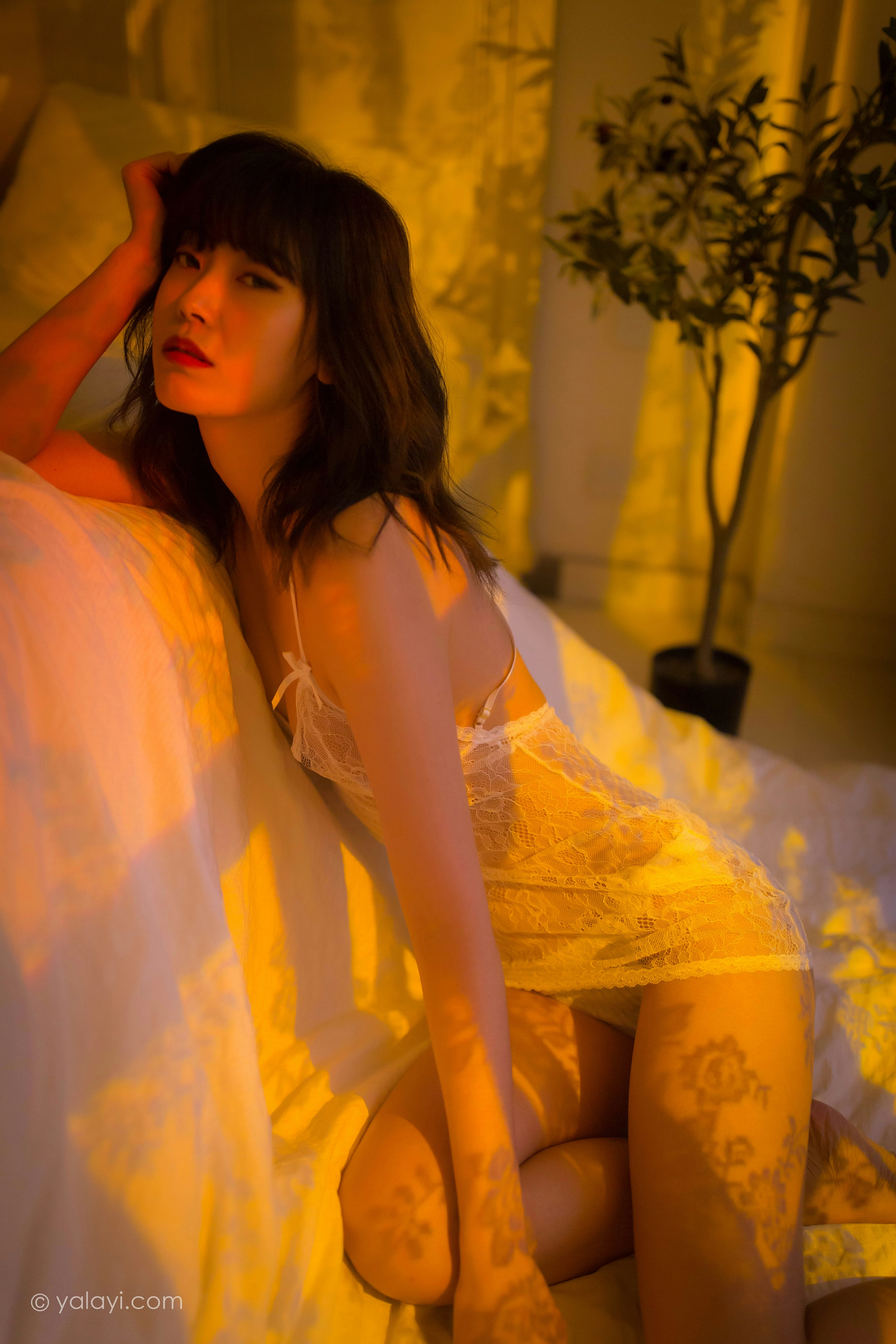 [YALAYI雅拉伊]NO.779 凝想之痕 臻儿 白色透视情趣蕾丝内衣性感私房写真集第5张