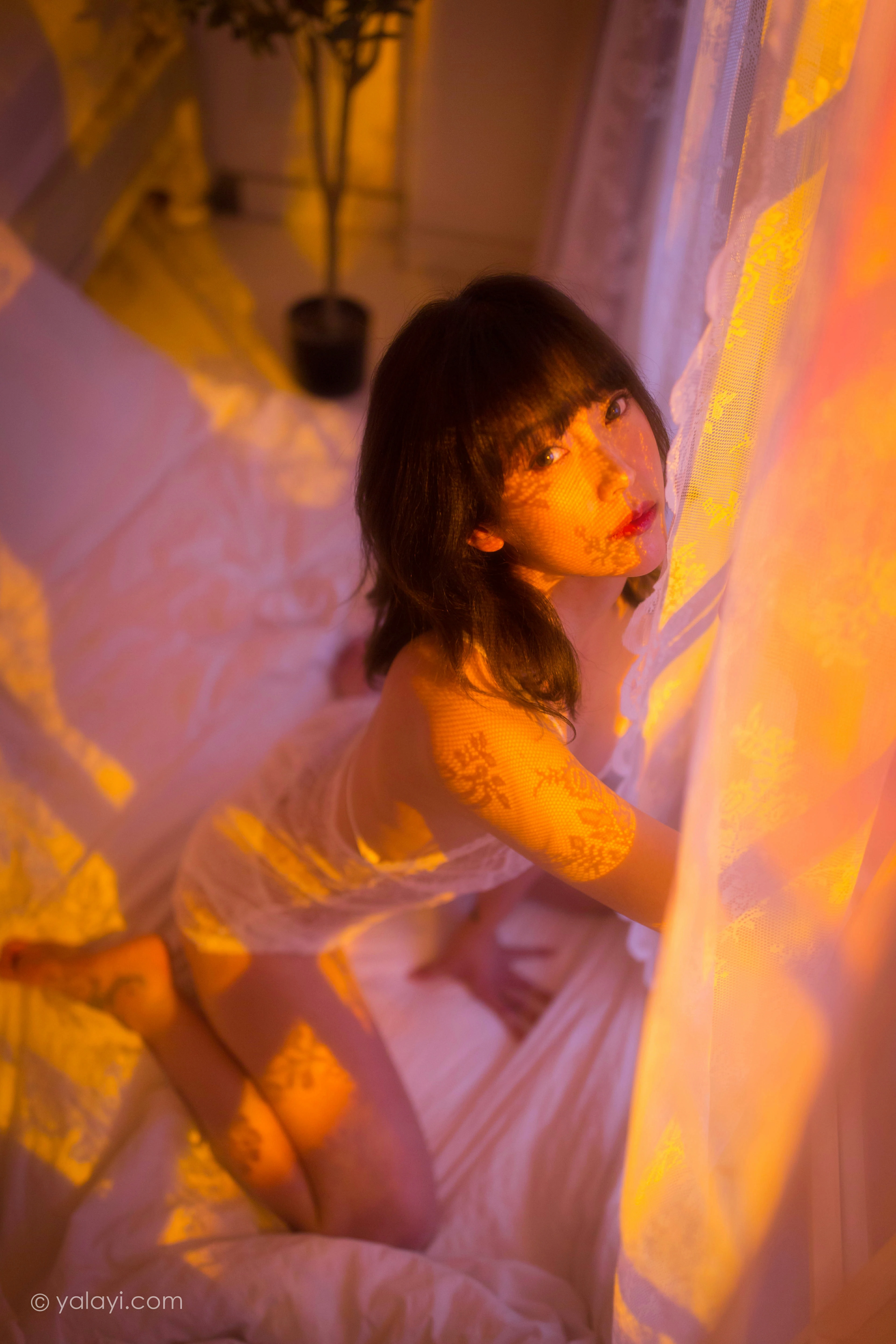 [YALAYI雅拉伊]NO.779 凝想之痕 臻儿 白色透视情趣蕾丝内衣性感私房写真集第6张