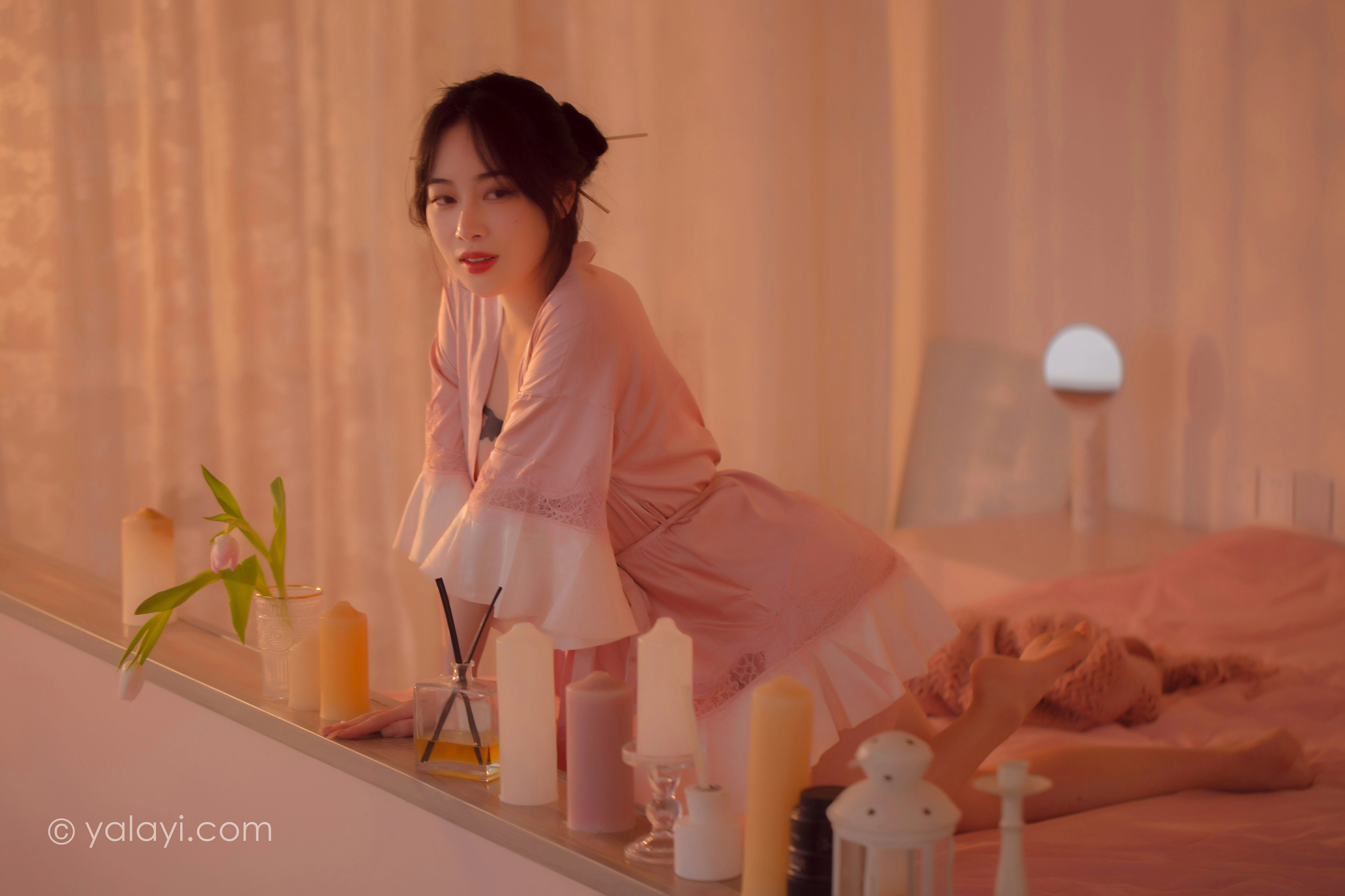 [YALAYI雅拉伊]NO.762 寂静中开放 璎珞 粉色蕾丝睡衣性感私房写真集第7张